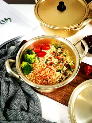 South Korea imported Net red noodle pot small canteen with ramen pot golden yellow aluminum noodle cooker induction cooker gas
