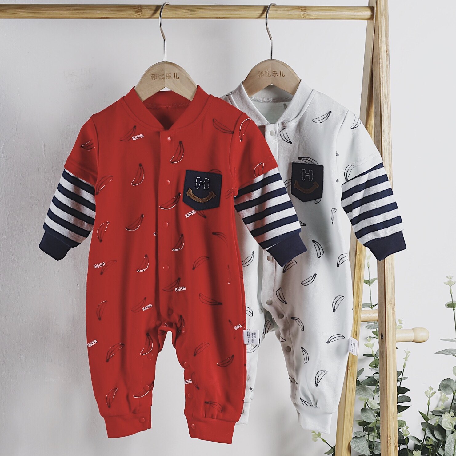 Bangpa Biller autumn and winter new baby clothes newborn warm butterfly romper jumpsuit for men and women baby cotton