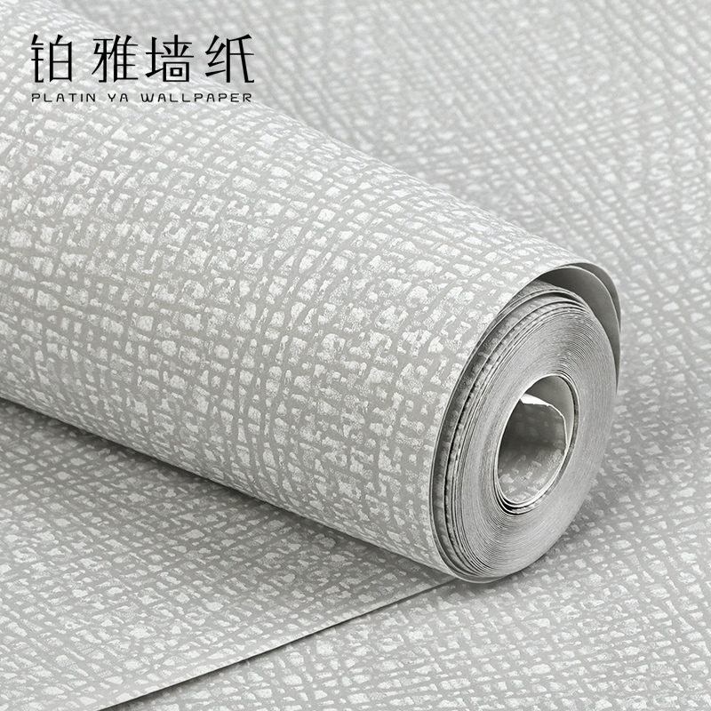 Modern simple non-woven granule pure pigment color wallpaper grey Nordic line wallpaper bedroom living room background wall