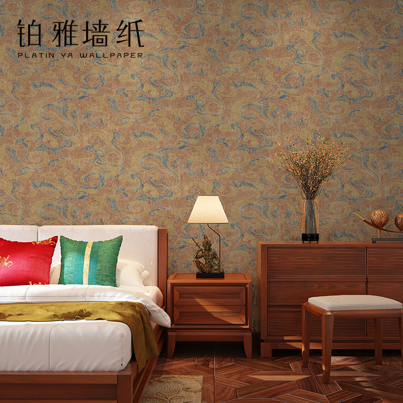 Hidden wallpaper Southeast Asia Xiangyun retro Buddha Hall National Wind Classical Thai Style Hotel Background Chinese Wallpaper Light Extravagant