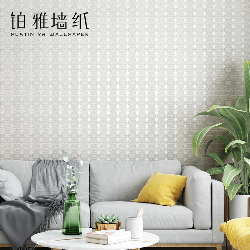 Modern minimalist Nordic non-woven striped plaid wallpaper luxury living room bedroom background wallpaper light luxury light grey