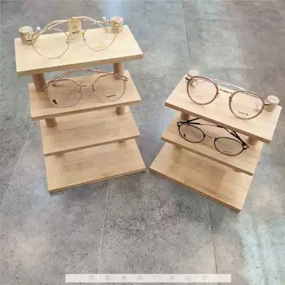 Glasses shop display props display rack Multi-layer bamboo and wood display rack Counter decoration glasses display rack