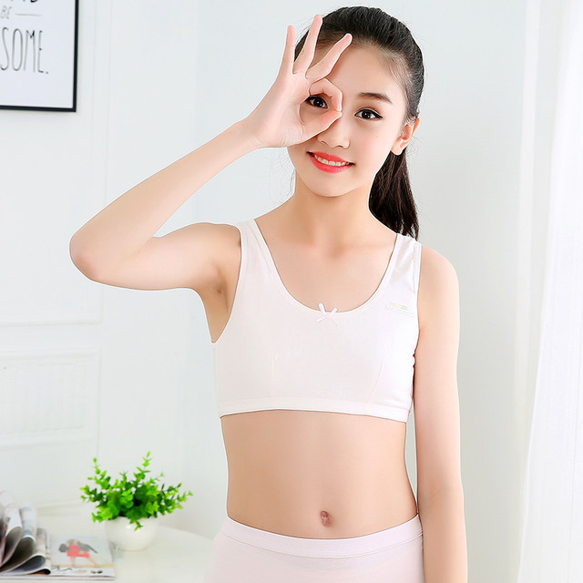 Japan breathable simple cotton bra, thin tube top for young girls no-wire,  Comfortable developmental student bra