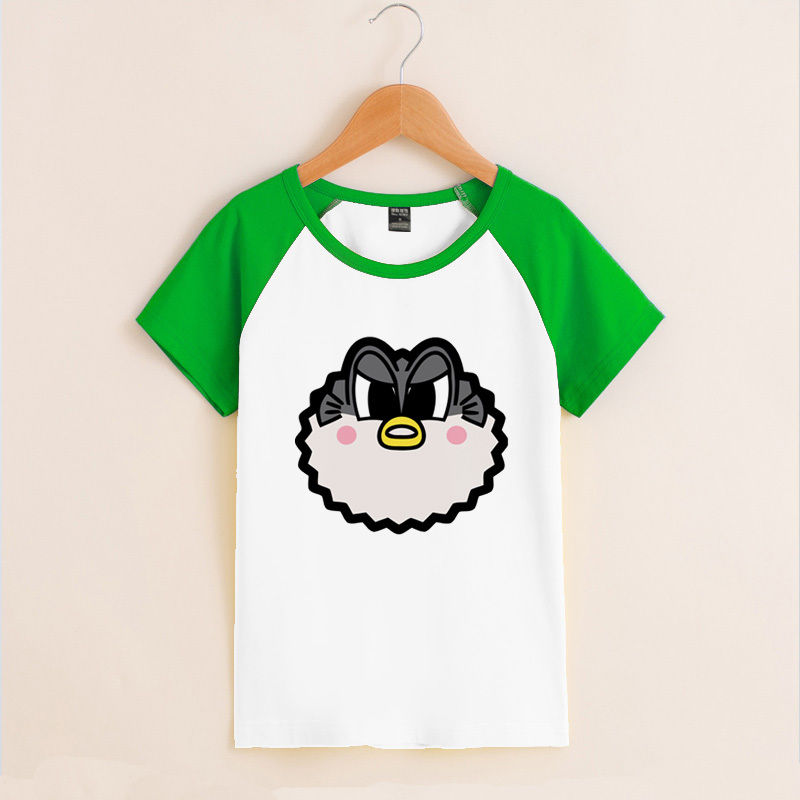 3-9 Years Old Parent-Child Matching Outfits, Children's Short-Sleeve T-Shirts, Cartoon Puffer Fish Design, Class Activity Wear for Children's Day