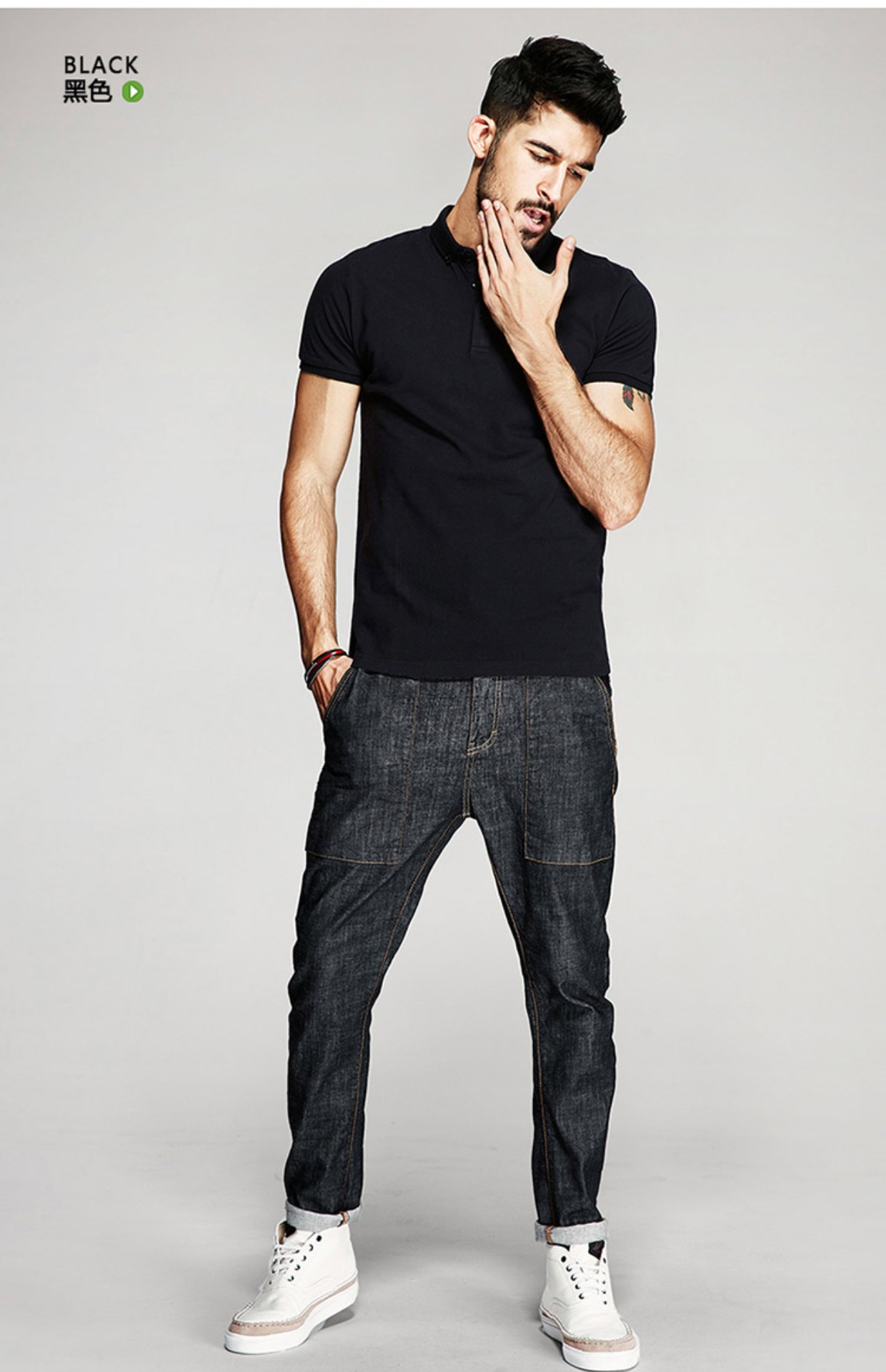Áo thun nam tay ngắn tay áo ve áo POLO Cotton Slim Giới trẻ Xu hướng Áo liền thân màu rắn Paul áo polo có cổ