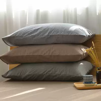 Good product water washing cotton cotton pillowcase pillow case cotton single solid color simple one piece pillow case pair