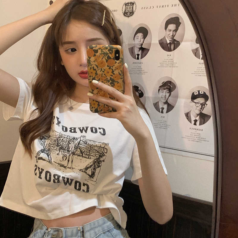 Real shot short sleeve T-shirt women's summer 2021 new short loose Korean round neck top large women's clothing