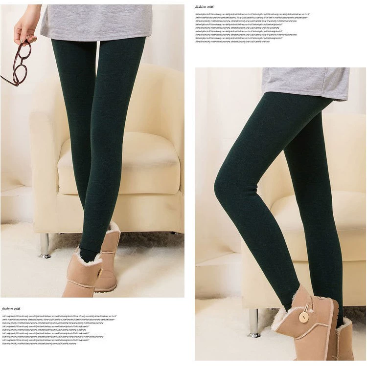 Mùa thu và mùa đông eo cao 500 gram Quần cotton nhiều màu sắc cộng với quần legging nhung dày Quần ấm cho nữ size lớn cộng với quần béo một