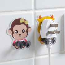 Cartoon power plug adhesive hook kitchen wire adhesive wall mounted storage non-perforated strong socket no trace stick hook