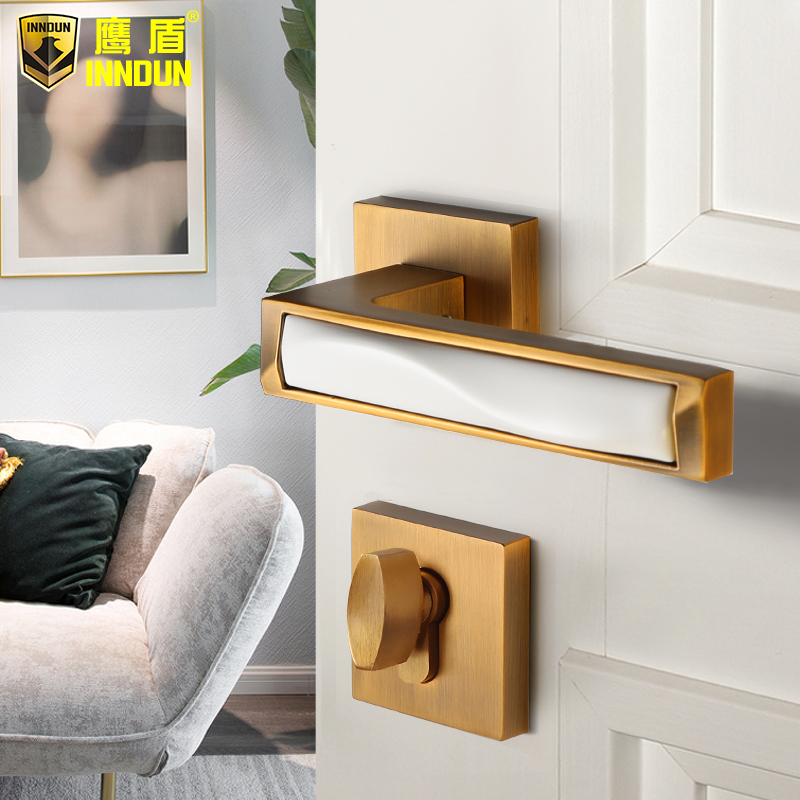 Eagle Shield Bedroom Door Lock Indoor Nordic Mute Door Lock Modern Brief Solid Wood Door Lock Yellow Ancient Bronze American Room Door Lock