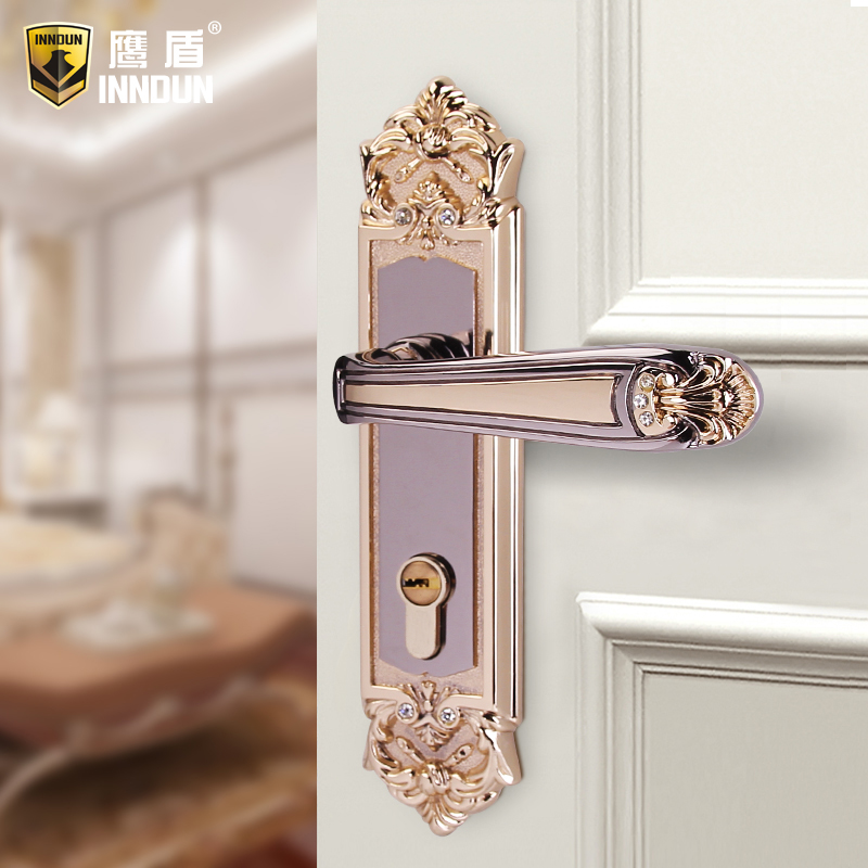 Eagle Shield European-style door lock indoor bedroom door handle modern minimalist home mute solid wood make-up room plate hand lock