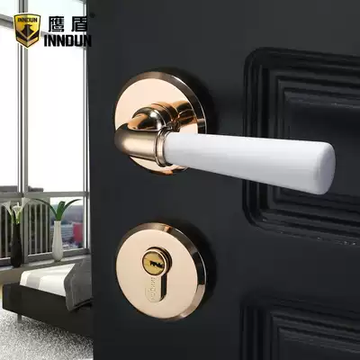 Eagle Shield European gold ceramic two-piece lock interior bedroom door lock powder room solid wood door handle mute lock