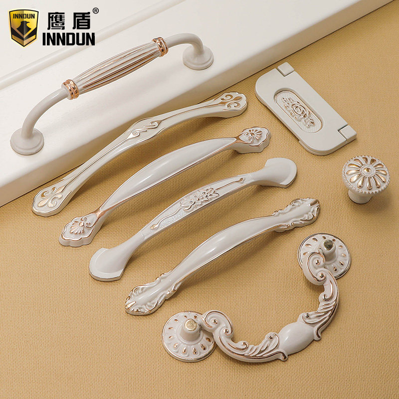 Eagle Shield Brief European-style antique ivory white pull handle modern minimalist Idyfield Garden Overall Cupboard Drawer Wardrobe Doorknob single-hole