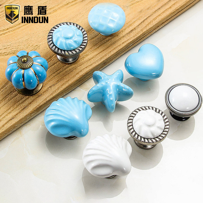 Eagle shield children's room cartoon handle cute pumpkin ceramic single hole European pastoral cabinet wardrobe door drawer handle