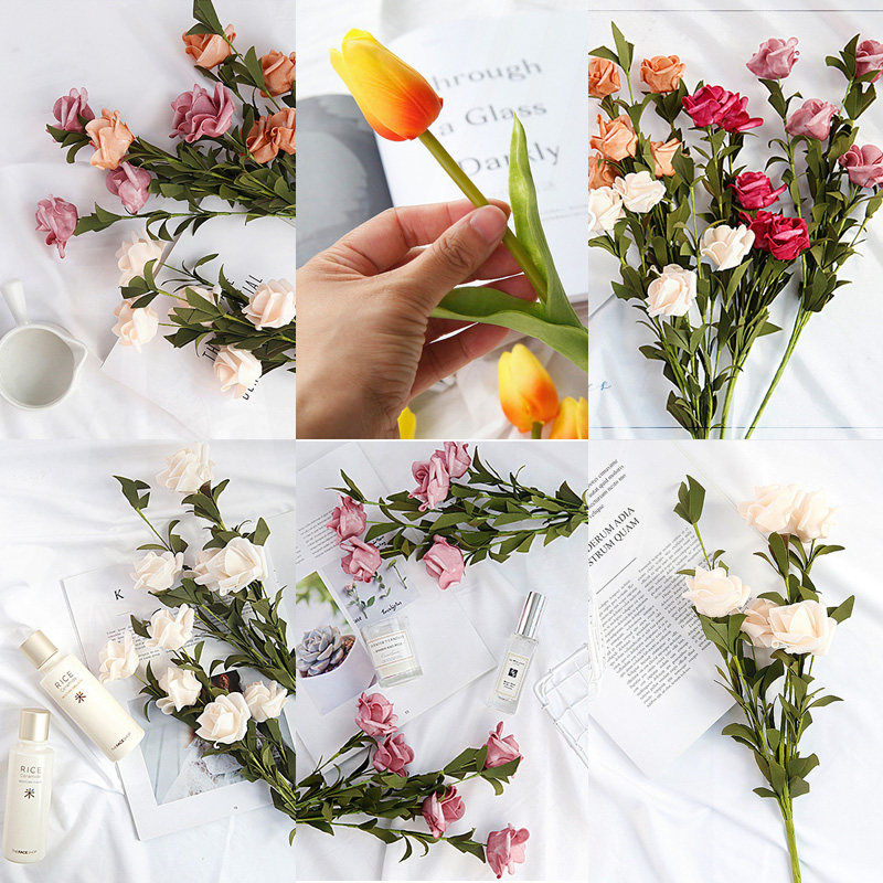 Net red ins simulation flower photography clothes tiled Taobao shooting semi-permanent embroidered flowers photo props decoration