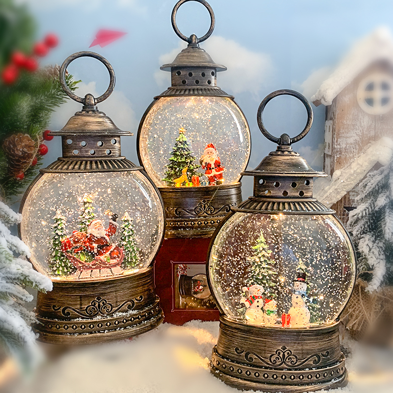 Christmas Music Box Octaonic Box Water Crystal Ball Floating Snow Sends Girl Princess Girl Birthday Presents Santa Lamp-Taobao