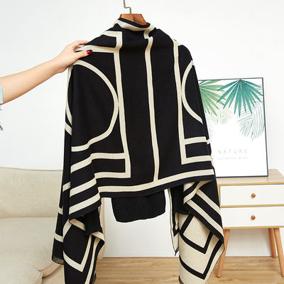 Korean long autumn and winter scarf, faux cashmere double-sided air-conditioned shawl, dual-purpose, thickened, warm and versatile cape for ladies