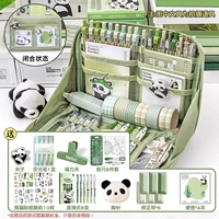 [Набор удовольствия от панды] Компания Bean Paste Green/Отправить 6 Panda Pen+4 Panda Знаки (200 листов) +6 полоса коррекции +4 флуоресцентная ручка+магнитная зажима+панда -клип+кулон Panda+Panda Brouch+10 наклеек Panda