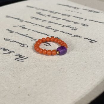 H south africa shujulai royal purple jade four-edged pearl southern red ring 18k/azb19225