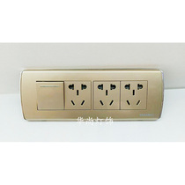 Type 118 Champagne gold single open double control switch 4 socket with two or three eyes