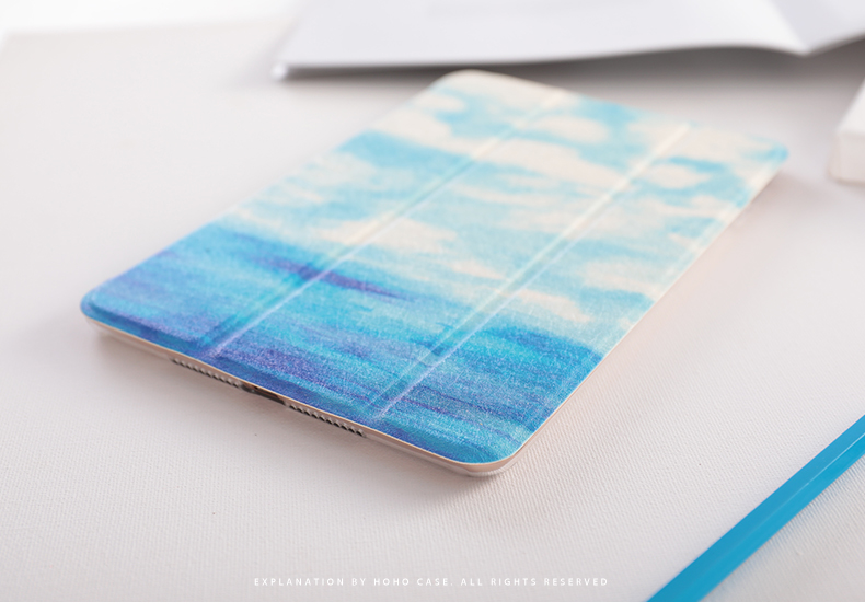 ipadair2保护套2018新款ipadpro10.5蓝色水彩