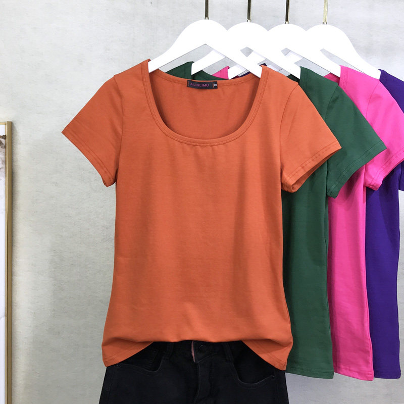 纯棉短袖T恤女圆领上衣夏装修身百搭纯白色瑜伽运动打底衫女体恤详情20