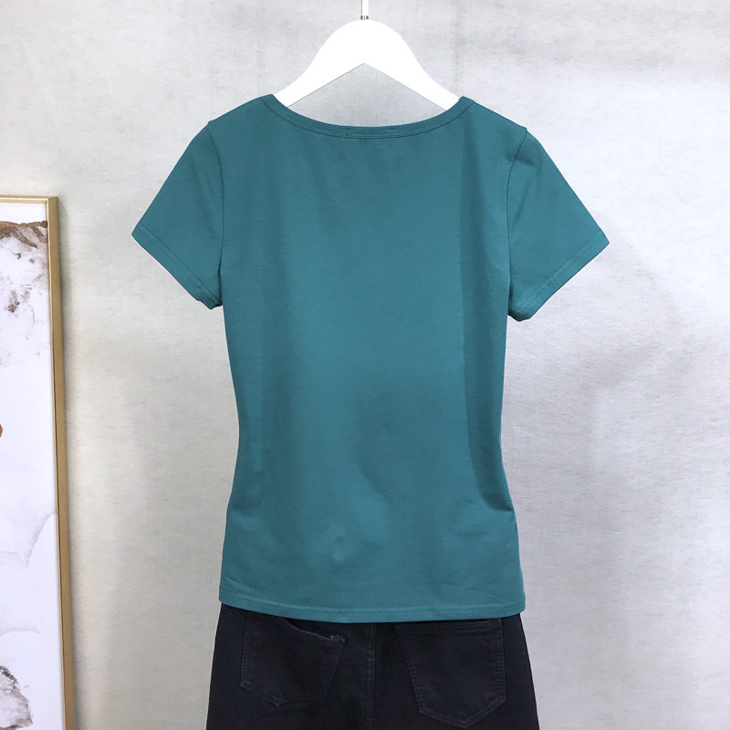 纯棉短袖T恤女圆领上衣夏装修身百搭纯白色瑜伽运动打底衫女体恤详情16