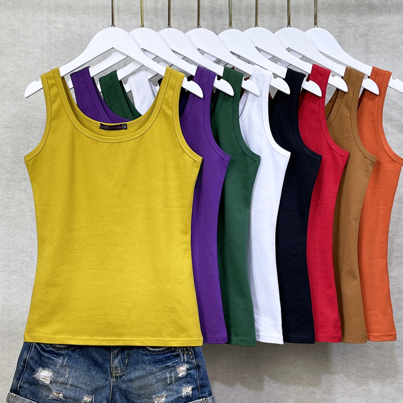 Pure Cotton Camisole for Women, Slim Fit, Versatile, Can Be Worn Outside, Beautiful Back, Sexy U-Neck, Solid Color Base Shirt, Summer Top