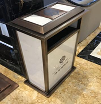 Antique Bronze Trash Can Marble Trash Cans Wire Drawing Electroplating Bins Creative Trash Can Sample House Display Center Trash Can