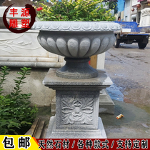 Stone carving European flowerpot Flower Bowl marble yellow rust stone flowerpot villa community courtyard landscape ornaments Stone Flower Bowl
