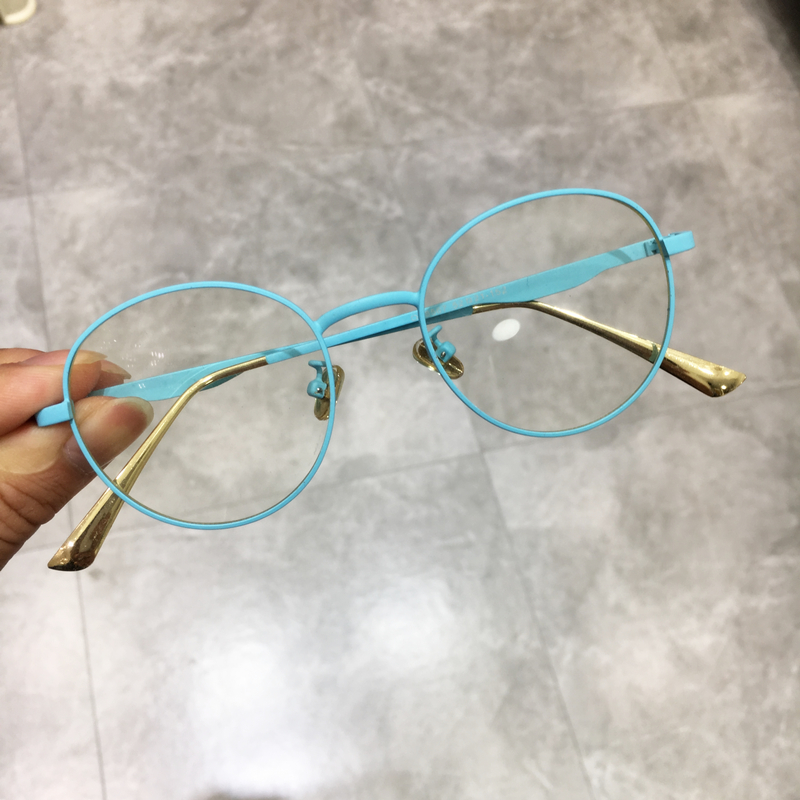KB mới kính đỏ retro gọng kính tròn lạnh gió toàn khung kim loại dày đặc có cận thị kính dolce & gabbana