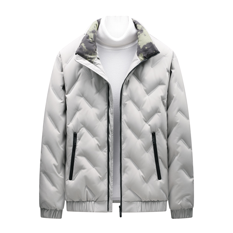 Men's New Autumn and Winter down Jacket, Casual, Fashionable, Trendy, Versatile, Gray Duck Down, Fleece-Lined, Warm down Jacket