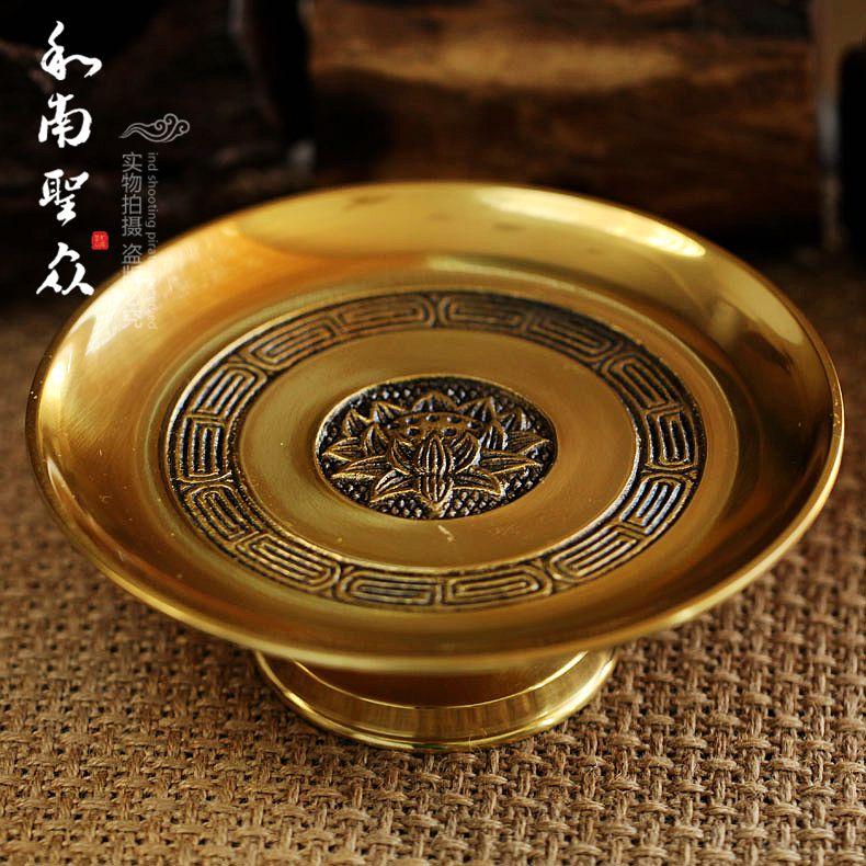Buddhist temple for Buddha statue Guanyin fruit tray Kansai Gongpan 7 8 9 inches lotus pure copper for dish fruit and fruit sauces
