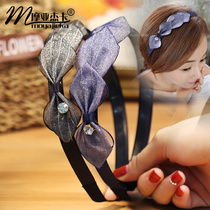 Korean simple hair accessories Lady headgear cloth lace bow hoop sweet cute hair band Female