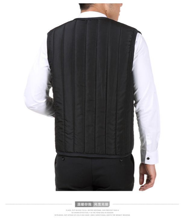 Bố mặc mùa đông đàn ông trung niên mới cộng với áo vest nam bằng vải cotton cộng với áo nhung dày bảo vệ cổ chữ V vest trung niên