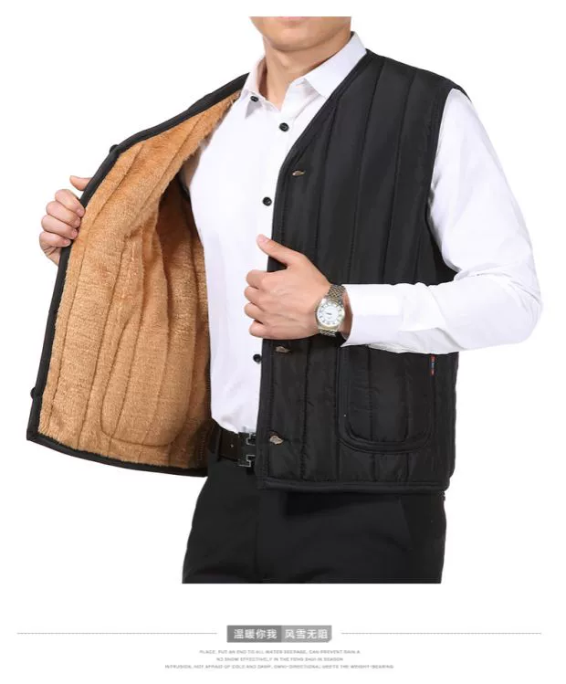 Nông thôn ông ngoại mùa thu và mẫu mùa đông cha cộng với nhung kích thước lớn cotton vest trung niên vest vest khâu trung niên ngựa áo khoác giả vest nam hàn quốc