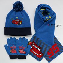 Car Story Childrens Hat Scarf Gloves Three Piece Baby Boy Kids Knitted Wool