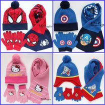 Autumn Winter Children Bat Car Iron Man Captain America Spider-Man Thomas Altman Hat Scarf Gloves