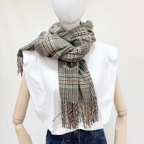 Fashion tassel plaid rabbit velvet scarf women thickened new 2020 autumn and winter wild large high-end dual-use shawl