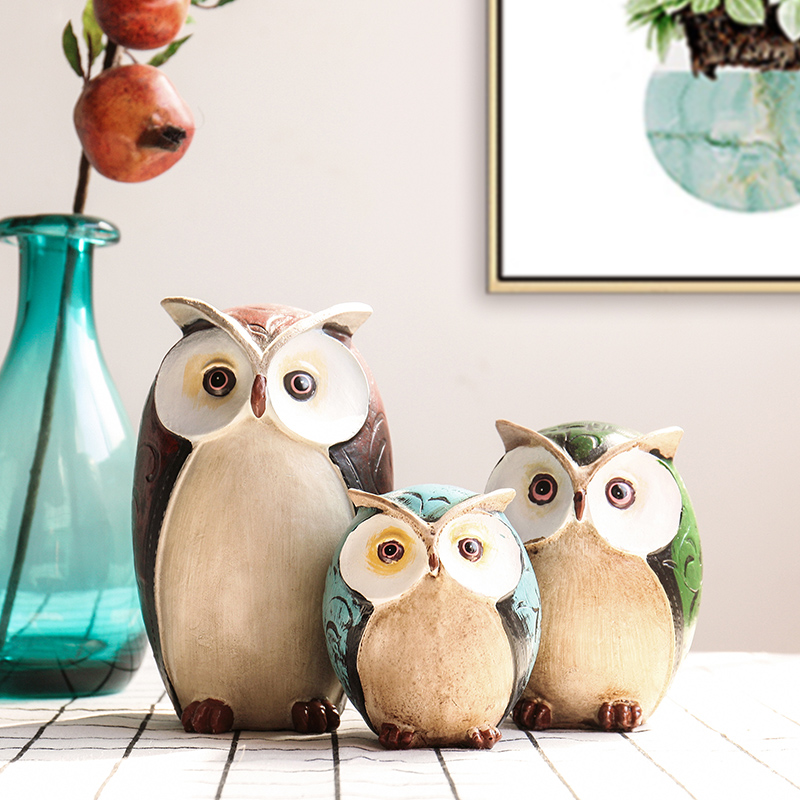 American Retro Creative Resin Owl Swing Piece Bookcase room Wine Cabinet Living-room TV Cabinet Office Furnishing