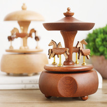 Carousel Music Box Sky City Clockwork Wooden Music Box to send girlfriends creative holiday gifts