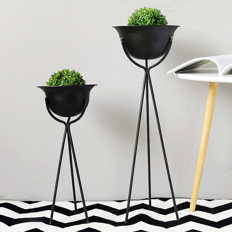 Nordic wrought iron flower rack Creative home Balcony living room decorations ornaments Chlorophyll potted floor pot shelf