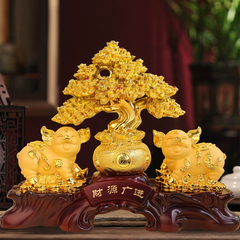 Caiyuan Guangjin Pig Lucky Zodiac Golden Pig Home Phòng khách Tủ rượu Trang trí Trang trí cửa hàng tân gia Quà tặng khai trương - Trang trí nội thất