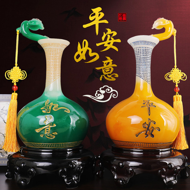 Safe wishful vase decoration Home entrance TV cabinet Wine cabinet decoration Living room decoration Housewarming craft gift
