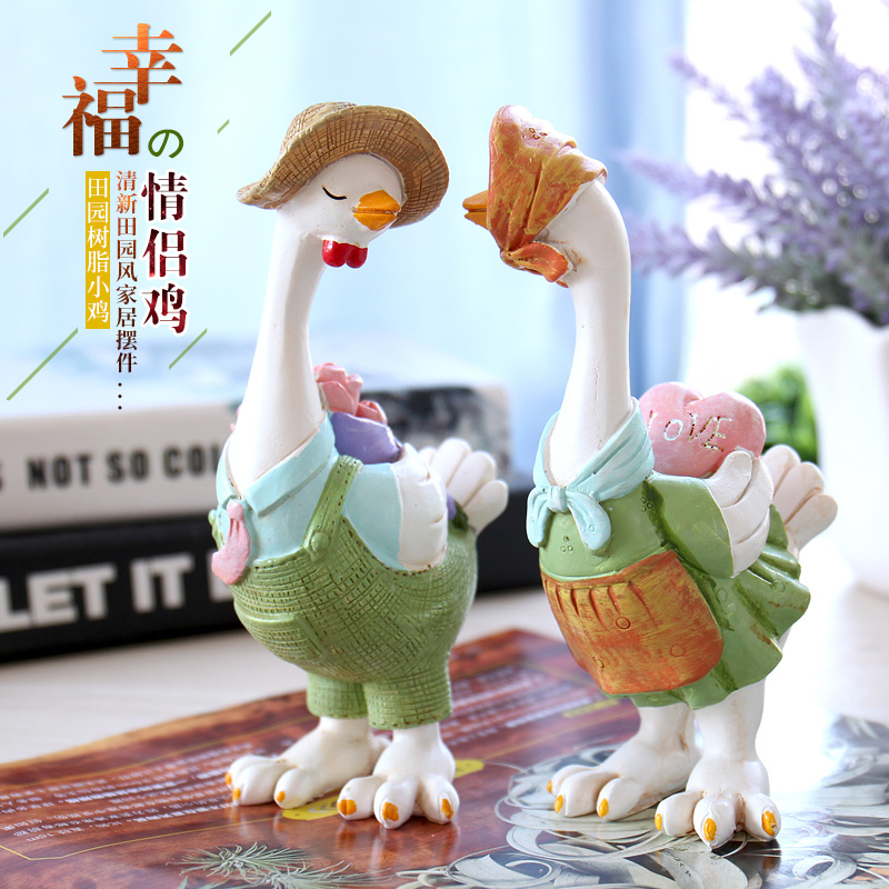 Painting Resin Chicken Year Wine Cabinet Fitting Creative Home Decoration Living Room TV Cabinet Craft Couple Chicken