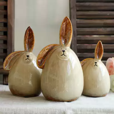 European style pastoral money tube children cartoon savings coin barrel ZAKKA ceramic piggy bank creative cute rabbit
