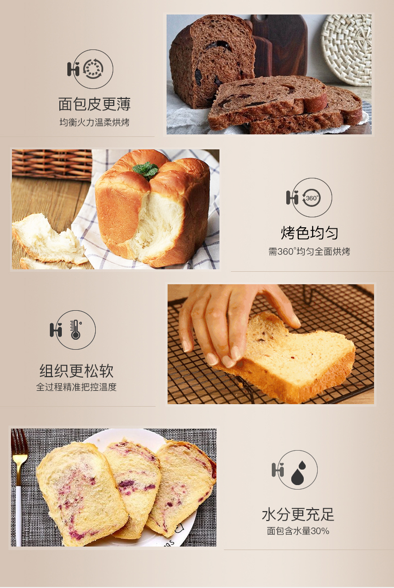 máy làm bánh mì tự động Máy làm bánh mì Hauswirt / Hais HR70 tự động thông minh ống đôi đa chức năng và bánh mì máy kẹp nướng bánh mì