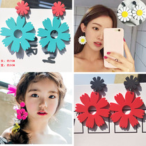 Beach vacation big flower earrings temperament Korean personality earrings wild 2019 Net Red New Tide fashion ear clip