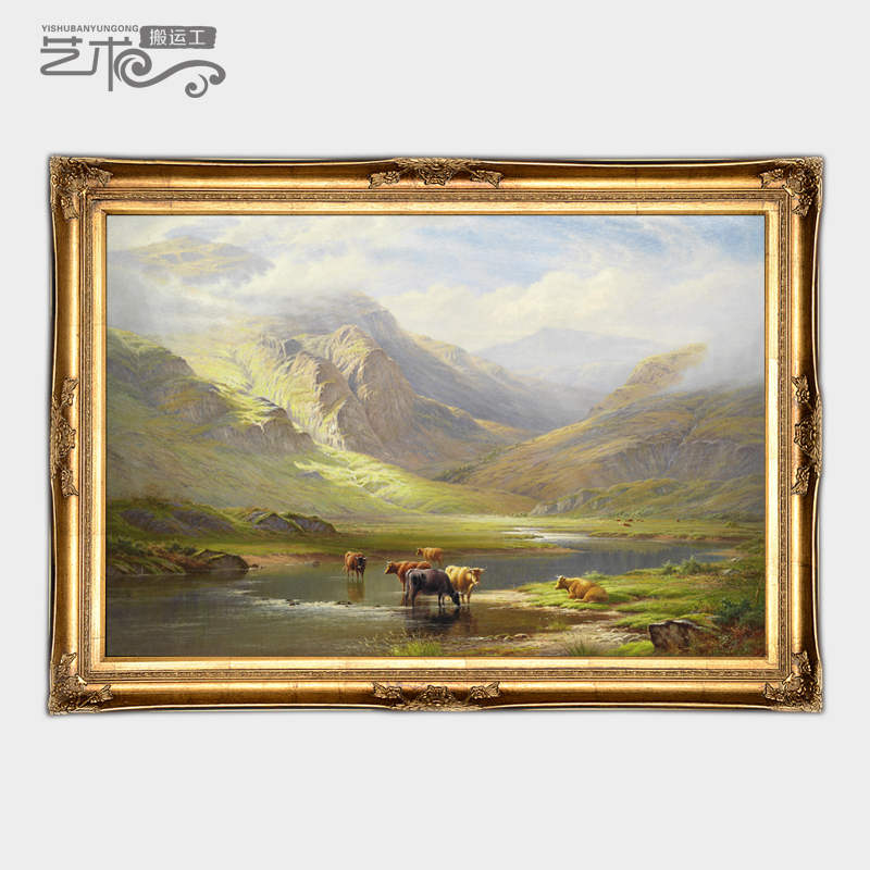 World-Renowned Oil Painting, High-End Hand-Painted Chinese-European Style Landscape, Mountain Range, Treasure Basin, Living Room Sofa Background Wall Decoration 101