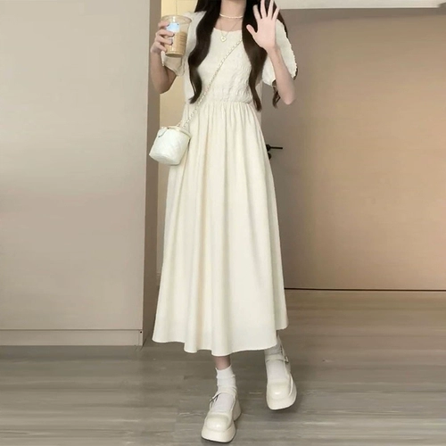 Белое летнее платье, приталенный корсет, длинная юбка, подходит для подростков